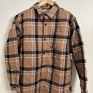 Old Navy Sherpa-Lined Quilted Shacket - Size L - Sierra Oak (NWT)